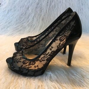 Black Lace Peep-Toes